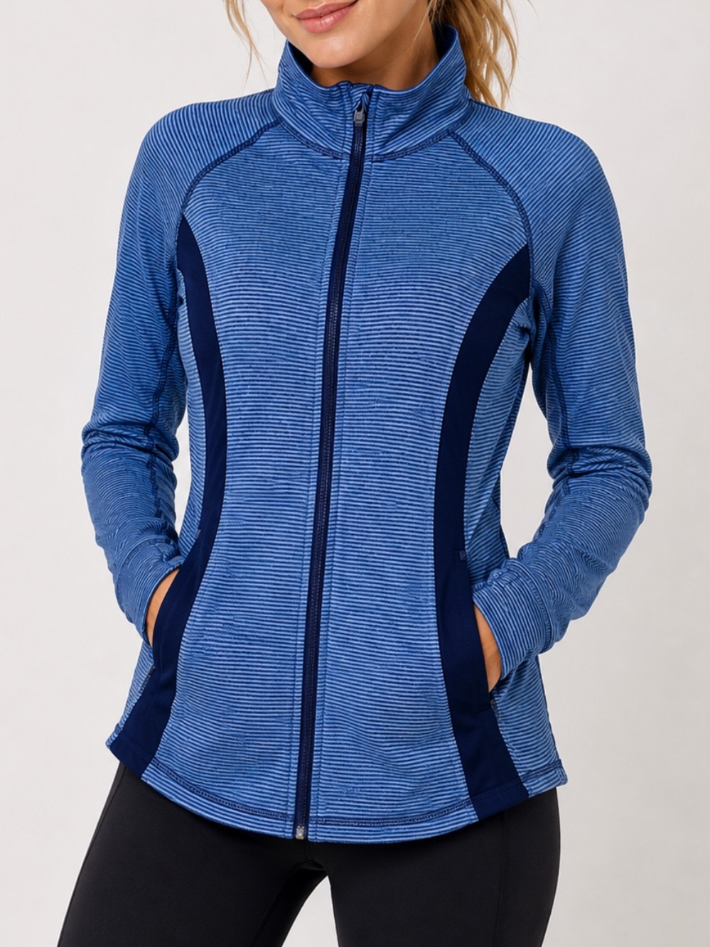 Ideology Striped Zip Athletic Sweatshirt Jacket‎